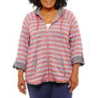 Lark Lane Mix N Mingle Striped Slub Terry Zip-up- Plus