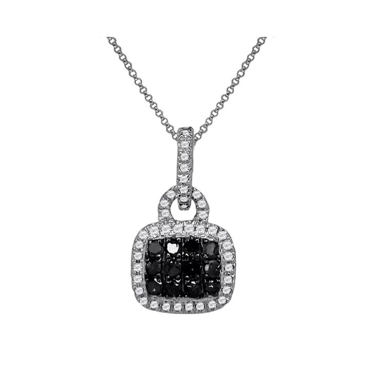 Limited Quantities 1/5 Ct. T.w. White & Color-enhanced Black Diamond Pendant Necklace