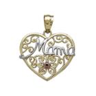 Tesoro&trade; 14k Tri-color Gold Mama Filigree Heart Pendant