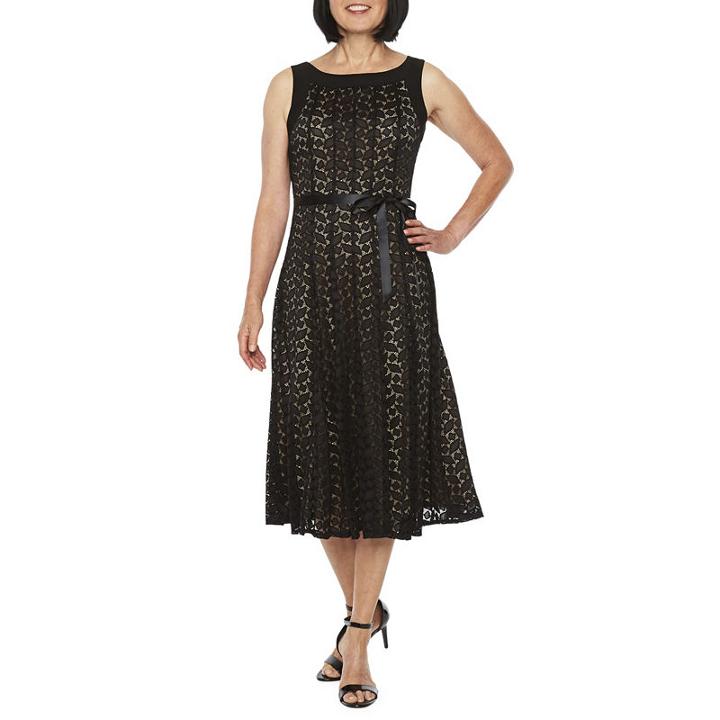 Perceptions Sleeveless Floral Lace Fit & Flare Dress