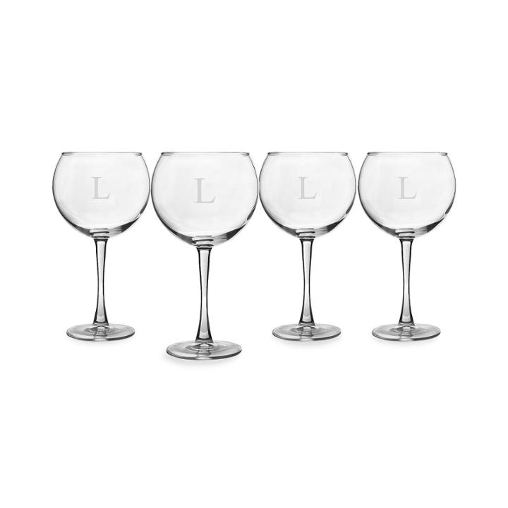 Cathy's Concepts Monogram Etched Glass Set Of 4 Personalizable Wine Glasses