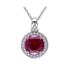 Lab-created Ruby And White Sapphire Sterling Silver Pendant Necklace