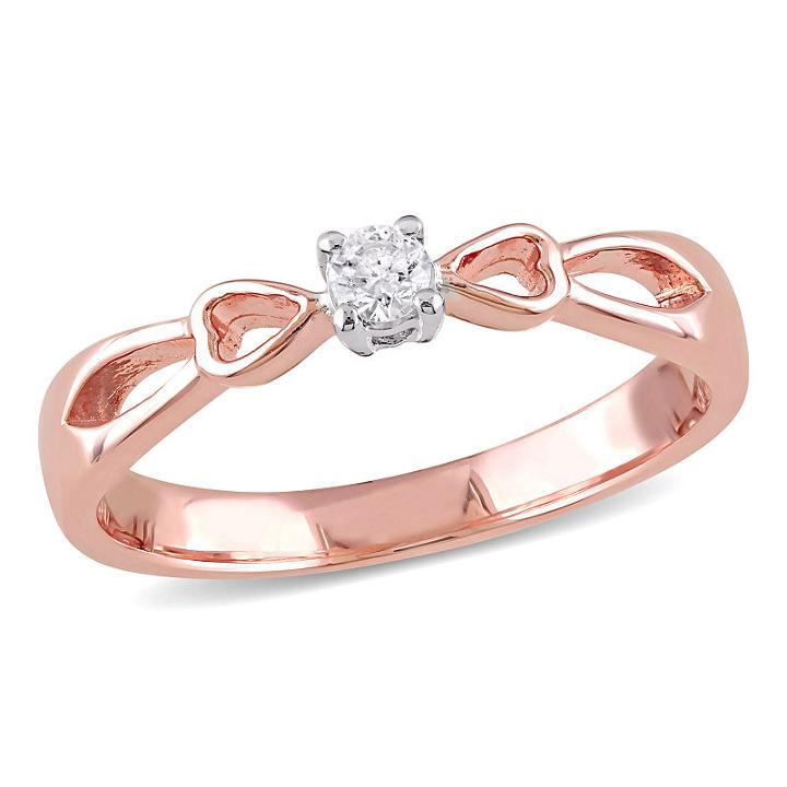 Promise My Love Womens 1/10 Ct. T.w. Round White Diamond 18k Gold Over Silver Promise Ring