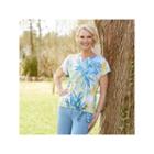 Alfred Dunner Blue Lagoon Short Sleeve V Neck T-shirt-womens