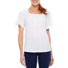 Sag Harbor Denim And Chambray Short Sleeve Square Neck T-shirt-womens