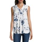 Liz Claiborne Sleeveless Y Neck Woven Blouse-talls