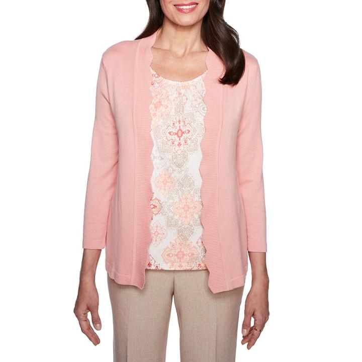 Alfred Dunner La Dolce Vita 3/4 Sleeve Crew Neck Layered Sweaters