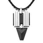 Inox Jewelry Mens Black Leather, Stainless Steel And Black Ip Pendant