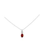Genuine Red Garnet Diamond-accent 14k White Gold Pendant Necklace