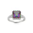 Womens Genuine Blue Mystic Fire Topaz Sterling Silver Cocktail Ring