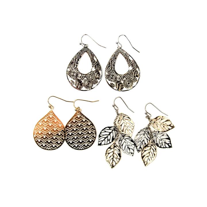 Arizona 3-pr. Leaf Teardrop Earrings