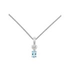 Womens Diamond Accent Blue Aquamarine Sterling Silver Pendant Necklace