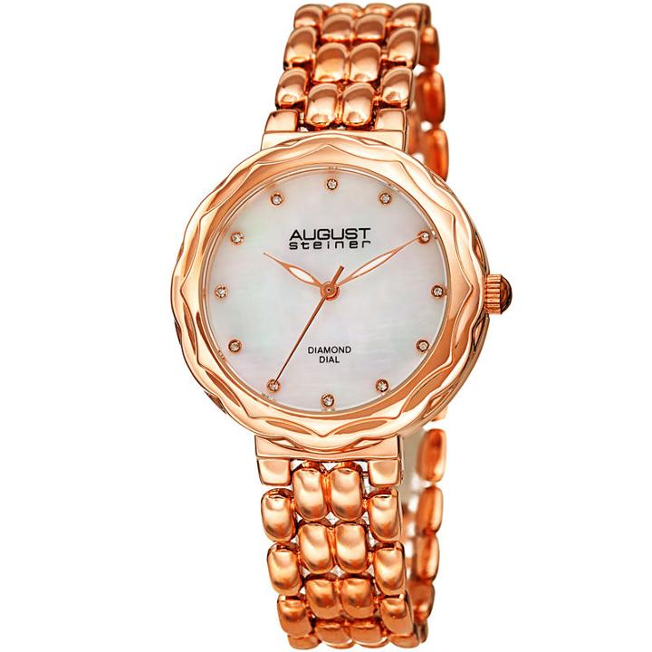 August Steiner Womens Rose Goldtone Strap Watch-as-8248rg
