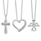 1/4 Ct. T.w. Diamond Cross, Heart And Angel Necklace 3-pc. Set