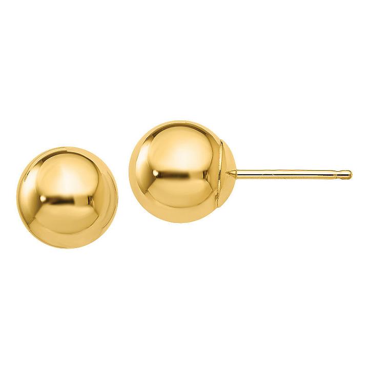 10k Gold 7mm Round Stud Earrings