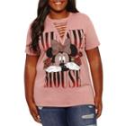 Short Sleeve V Neck Minnie Mouse Graphic T-shirt-juniors Plus