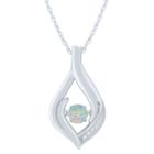 Womens Lab Created White Opal Round Pendant