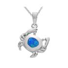 Genuine Blue Opal Sterling Silver Crab Pendant Necklace
