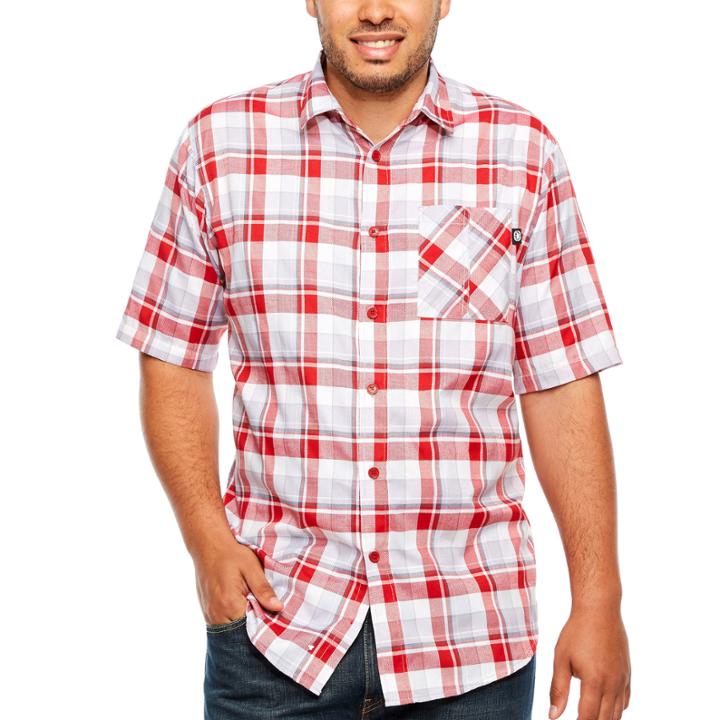 Ecko Unltd Ecko Short Sleeve Plaid Button-front Shirt-big And Tall