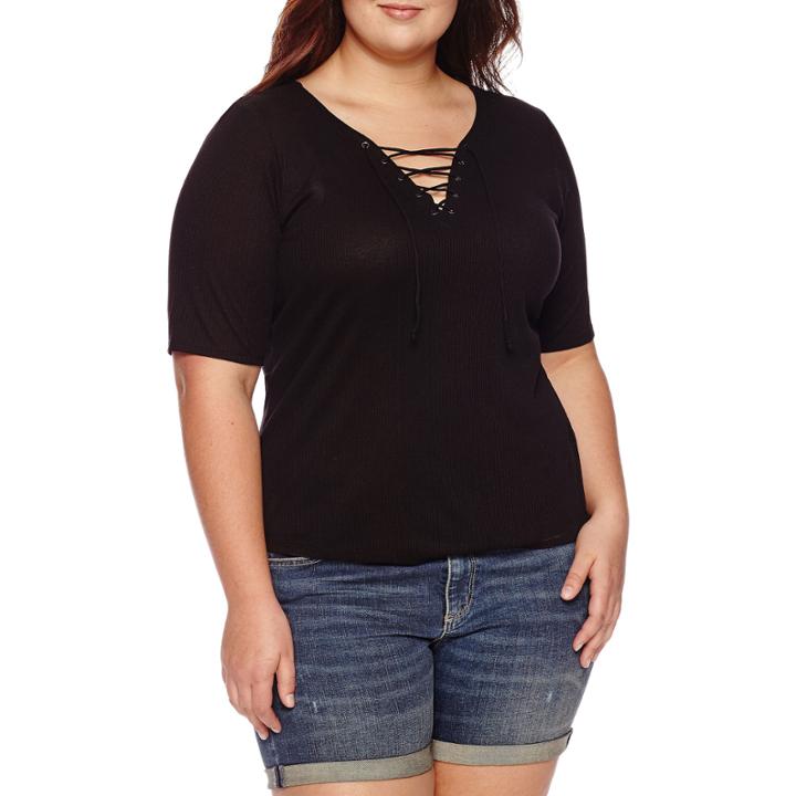 Arizona Lace Up Tee-juniors Plus