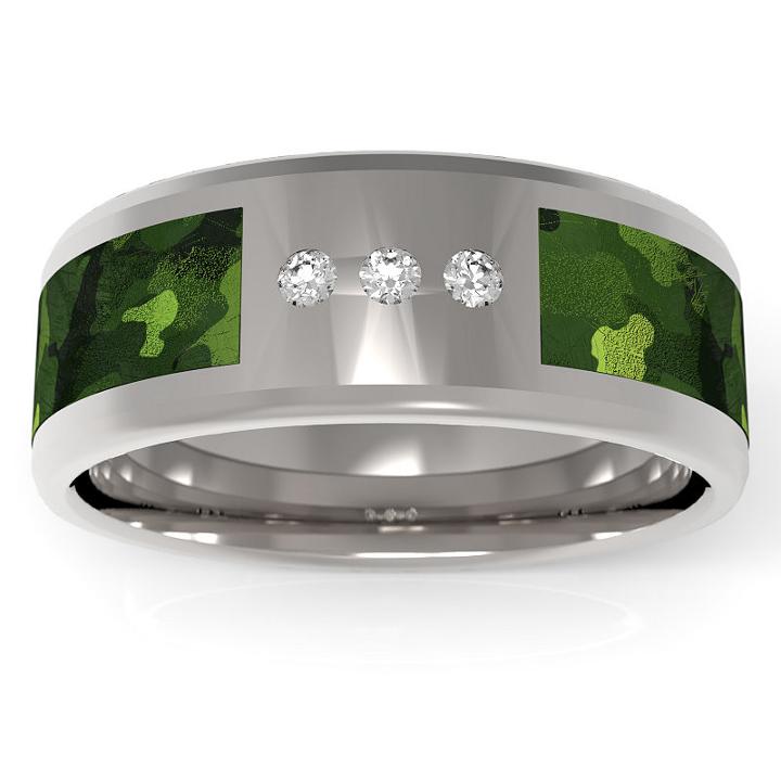Mens 1/10 Ct. T.w. Genuine White Diamond Stainless Steel Wedding Band