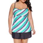 Free Country Stripe Bandeau Swimsuit Top-plus