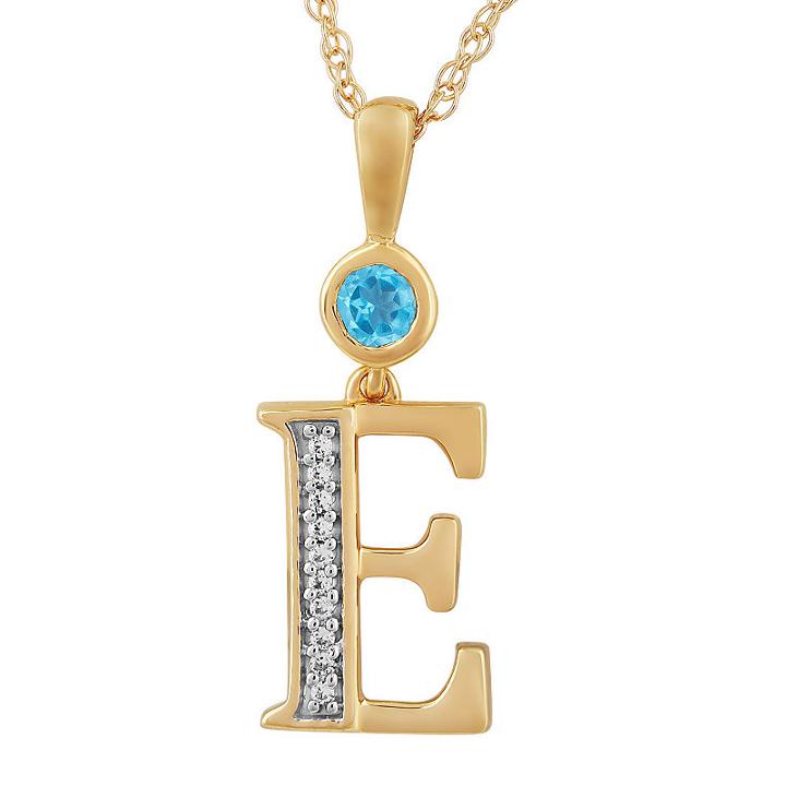 E Womens Genuine Blue Topaz 14k Gold Over Silver Pendant Necklace