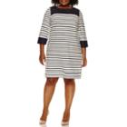 Studio 1 3/4 Sleeve Stripe Sheath Dress-plus
