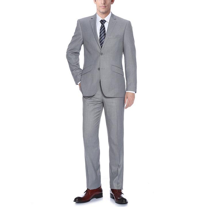Verno Men's Light Grey Slim Fit Italian Styled Two Piece Suit