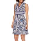 London Style Collection Sleeveless Printed Fit-and-flare Dress