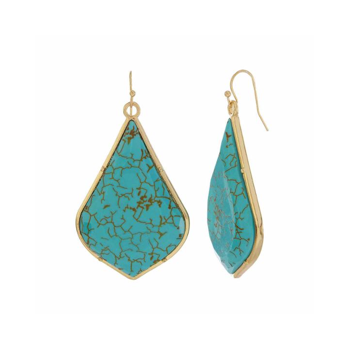 Natasha Blue Gold-tone Drop Earrings
