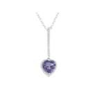 Womens Diamond Accent Purple Amethyst Sterling Silver Pendant Necklace