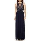 R & M Richards Sleeveless Lace-bodice Illusion Formal Gown