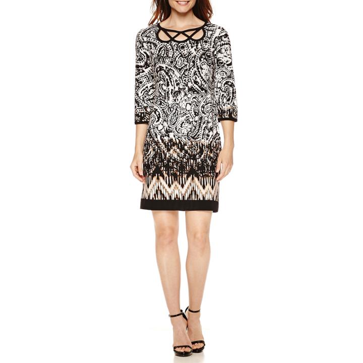 Studio 1 3/4-sleeve Cutout-neck Sheath Dress