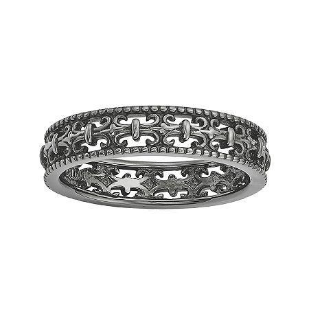Personally Stackable Black Sterling Silver Fleur-de-lis Ring