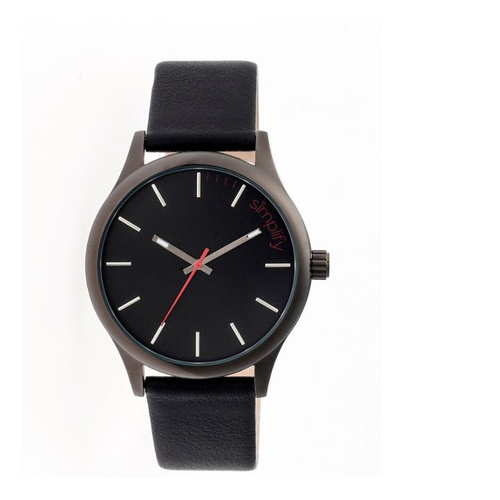 Simplify Mens The 2400 Gunmetal Dial Leather-band Watch Sim2404