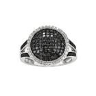 3/4 Ct. T.w. White And Color-enhanced Black Diamond Dome Ring