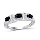 Womens Diamond Accent Blue Sapphire Sterling Silver 3-stone Ring