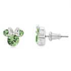 Disney Round Green Silver Over Brass Stud Earrings