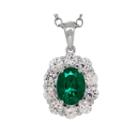 Lab-created Emerald & White Sapphire Sterling Silver Pendant Necklace