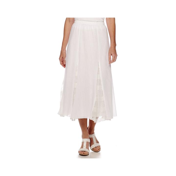 Alfred Dunner White Now Flared Skirt