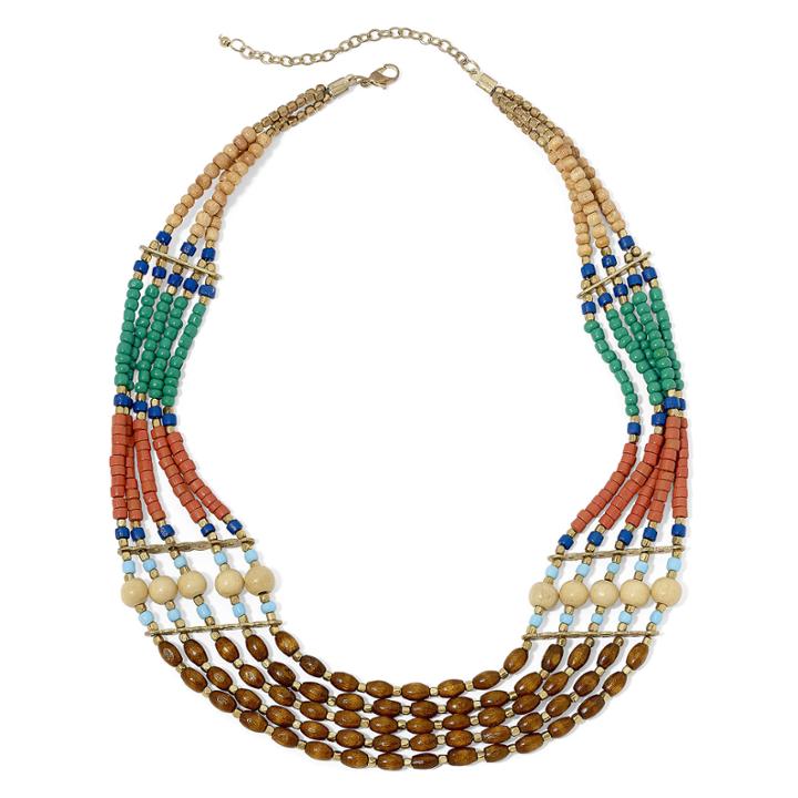 Arizona Multicolor Wood Bead Multi-row Necklace