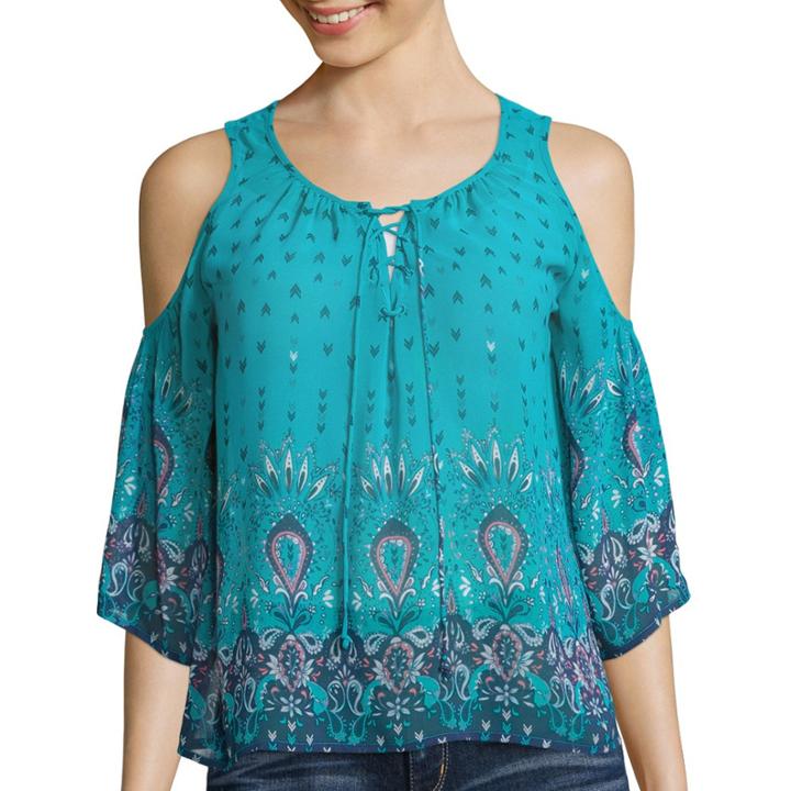 Arizona Cold Shoulder Woven Top - Juniors
