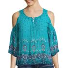 Arizona Cold Shoulder Woven Top - Juniors