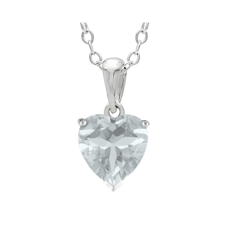Heart-shaped Genuine White Topaz Sterling Silver Pendant Necklace