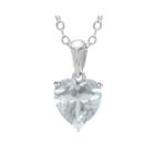 Heart-shaped Genuine White Topaz Sterling Silver Pendant Necklace