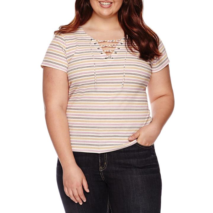 Arizona Short-sleeve Lace-up Tee - Juniors Plus