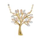 10k Tri-color Gold Family Tree Pendant Necklace