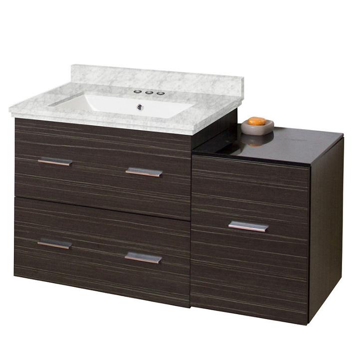 37.75-in. W Wall Mount Dawn Grey Vanity Set For 3h4-in. Drilling Bianca Carara Top White Um Sink