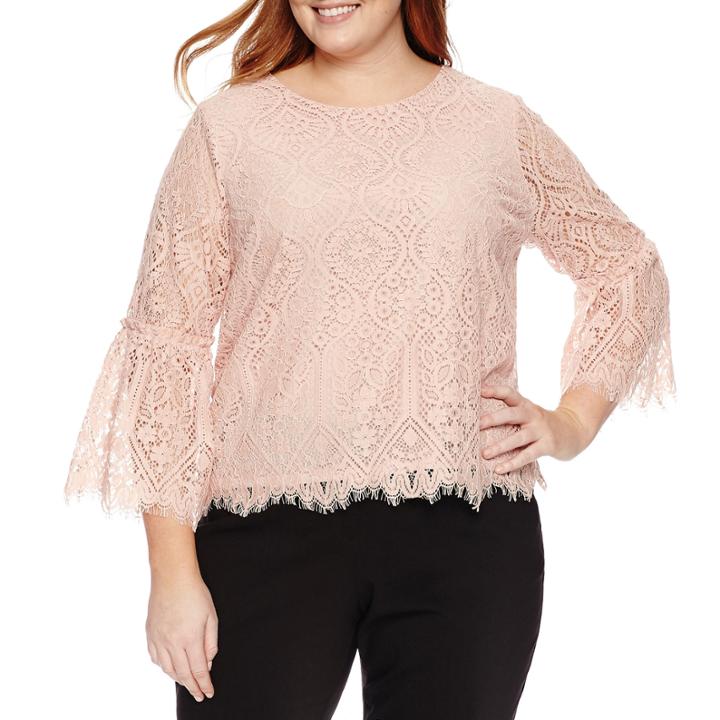Worthington Lace Bell Sleeve Blouse - Plus